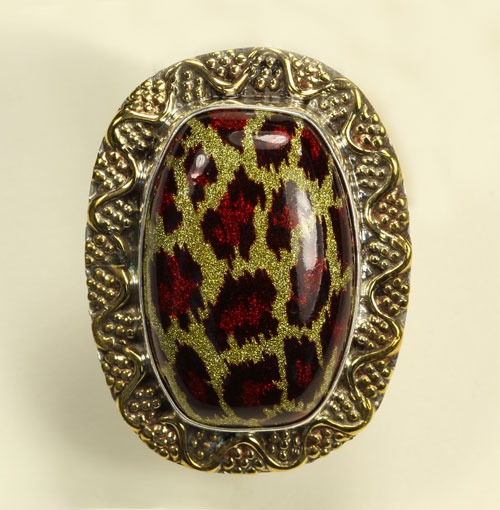 Enameled Agate Ring