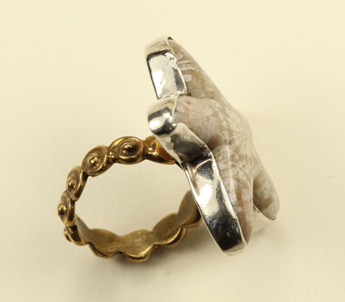 Fossilized Coral Starfish Ring