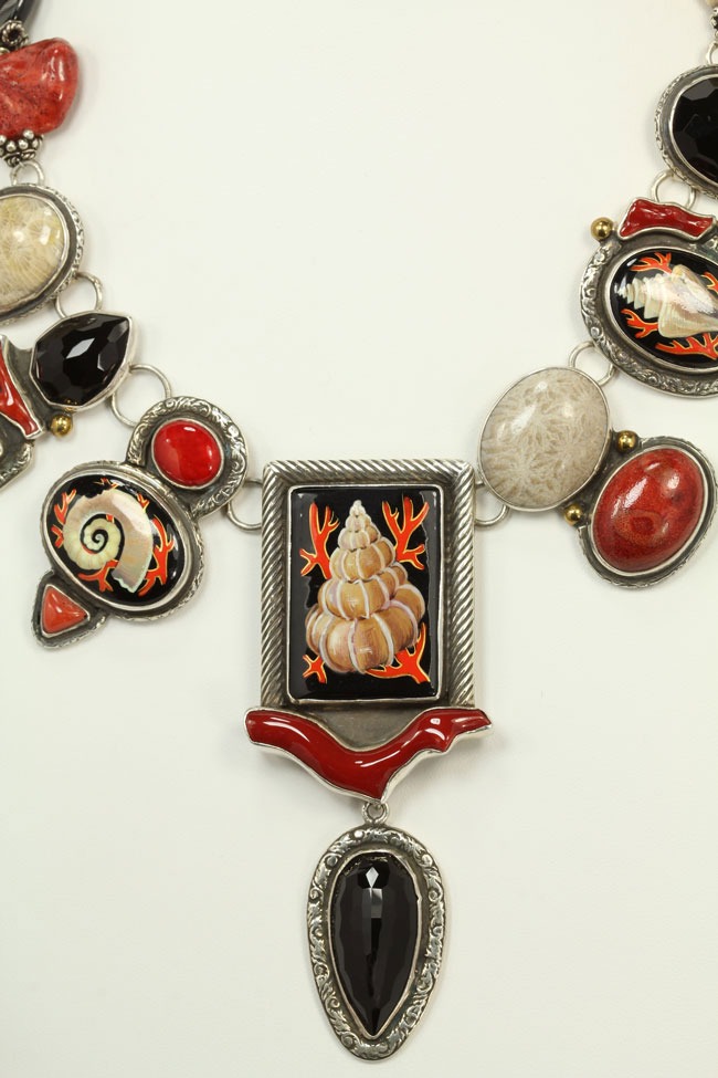 Russian Hand Painted Seashell Necklace
