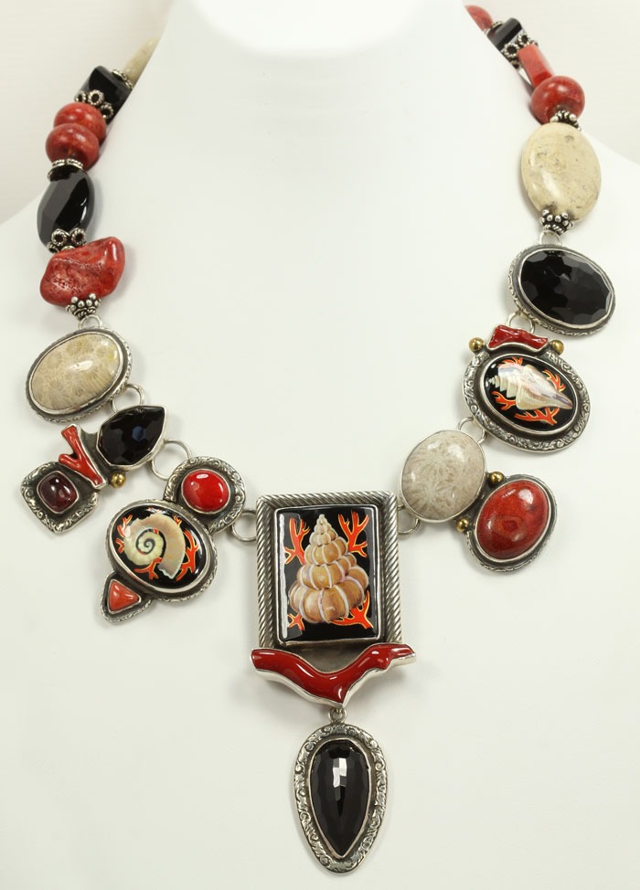 Russian Hand Painted Seashell Necklace