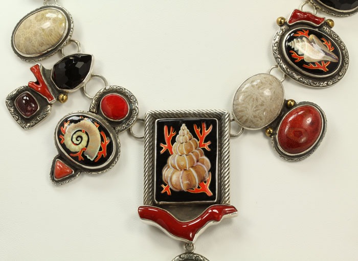 Russian Hand Painted Seashell Necklace