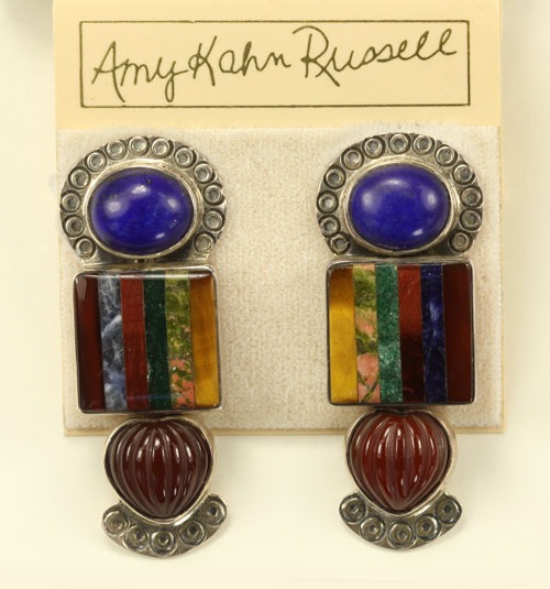 Lapis & Carnelian Clip Earrings