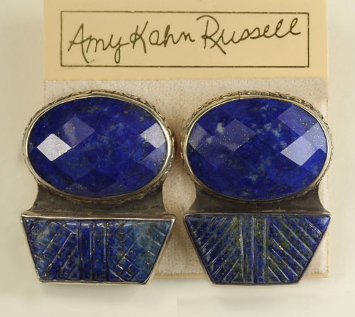 Lapis With Gold Post Earrings