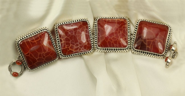 Mexican Fire Agate Large Statement Bracelet