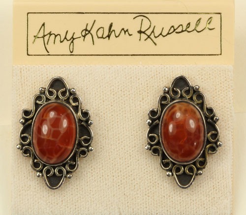 Mexican Fire Agate Post Earrings