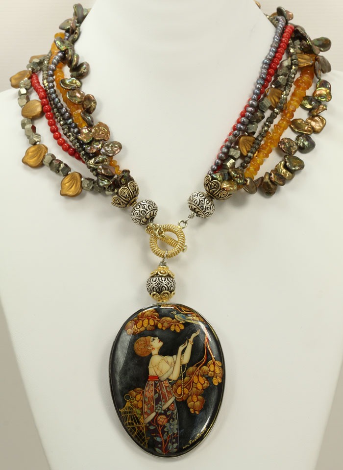 Russian Hand Painting on Black Onyx  