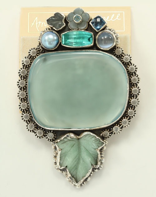 Seafoam Onyx Pin-Pendant with Jewel Cluster
