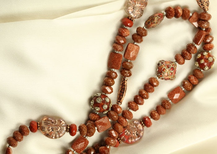 Sunstone & Jasper Long Necklace