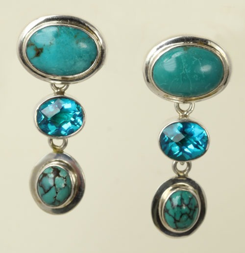 Turquoise Post Dangle Earrings