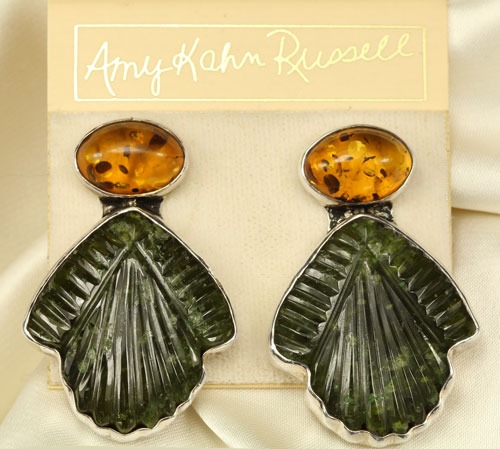 Vesuvanite & Amber Post Earrings