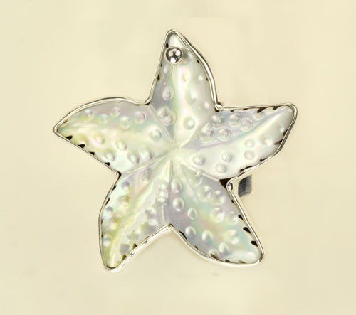 White Mother of Pearl Starfish Ring