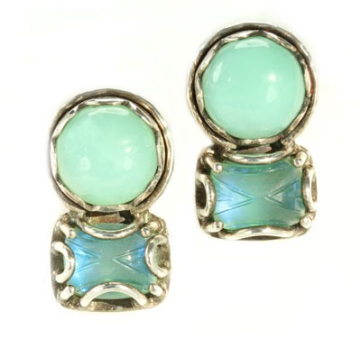 Chrysoprase & Quartz Post Earrings