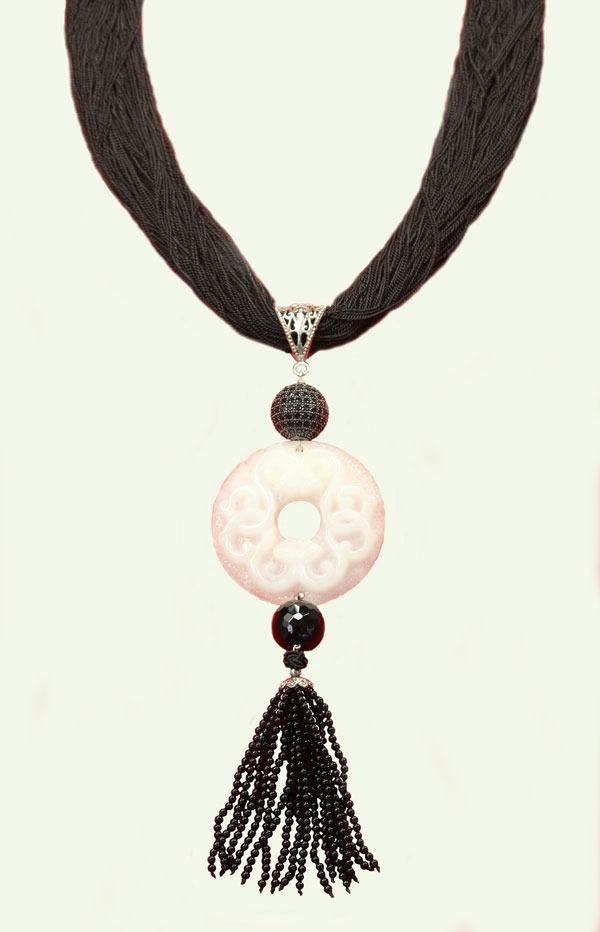 Asian Inspired Black & White Necklace