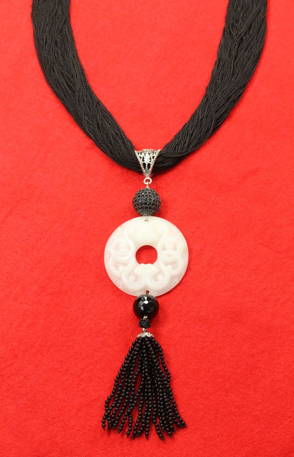 Asian Inspired Black & White Necklace