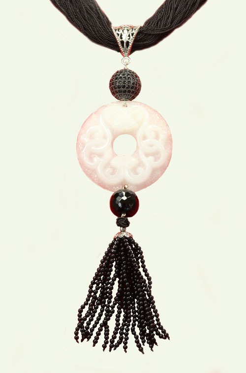Asian Inspired Black & White Necklace