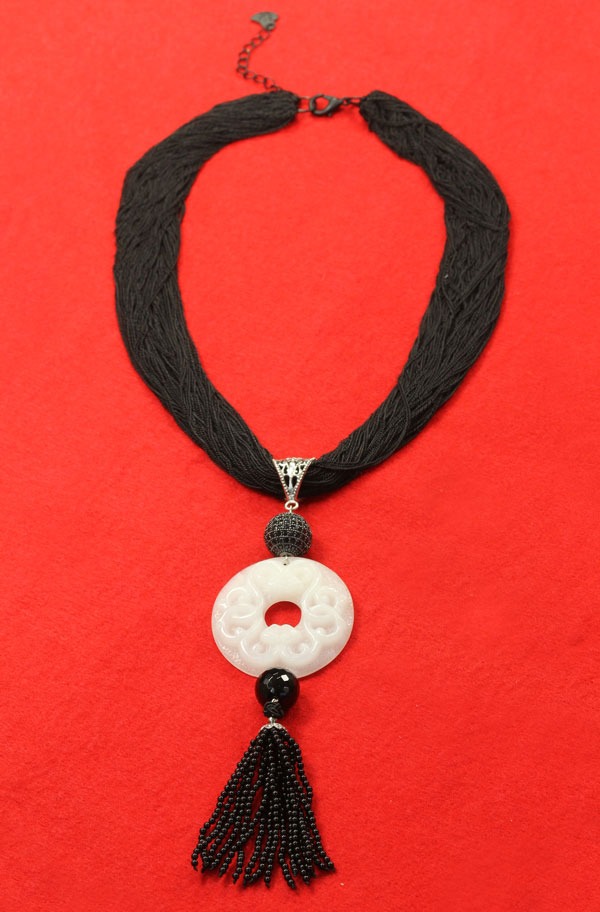Asian Inspired Black & White Necklace