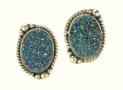Blue Drusy Post Earings