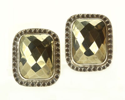 Chalco Pyrite Clip Earrings
