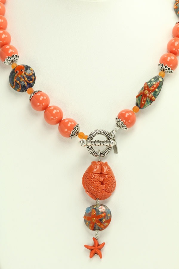 Mabe Shell Pearl Necklace with Sea Life