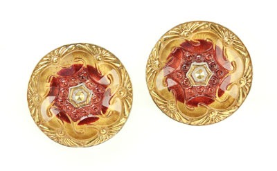 Czech Glass Button Post Earrings
