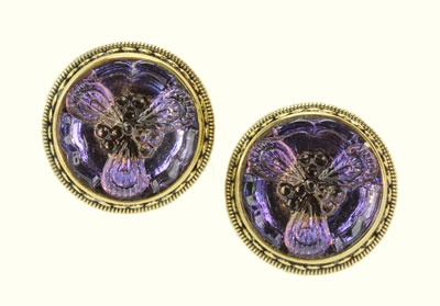 Violet Czech Glass Post Earrings