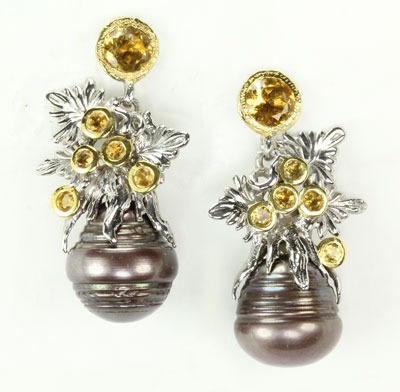Dark Platinum Fresh Water Pearl Post Earrings