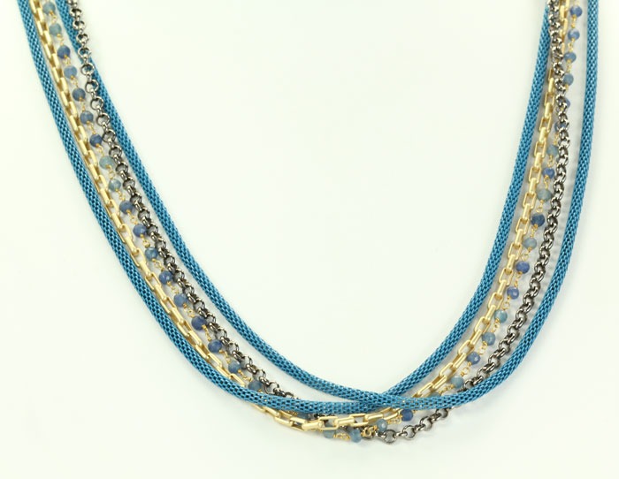 Five-Strand Chain Necklace with Blue Quartz