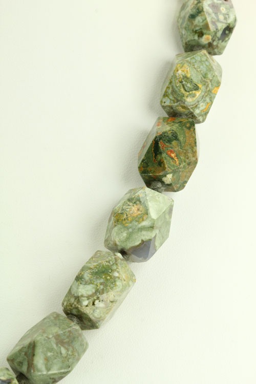 Hand Carved Jade & Rhyolite Pendant Necklace