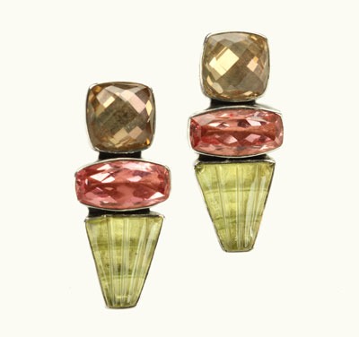 Lemon Citrine & Quartz Post Earrings