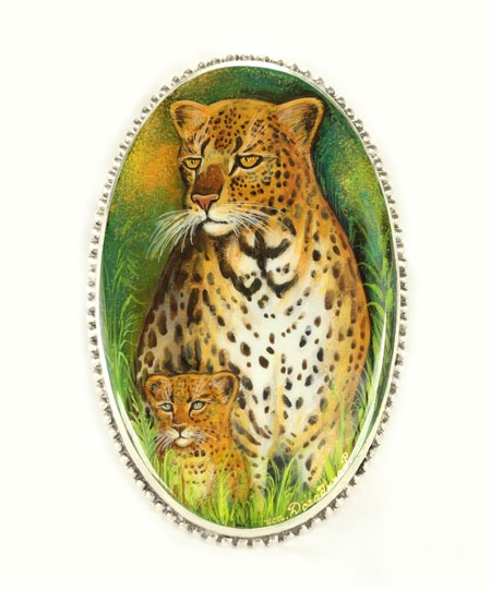 Leopard Mother & Cub in the Savanna