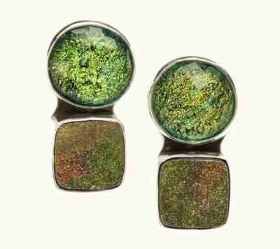 Rainbow Pyrite Drusy Post Earrings