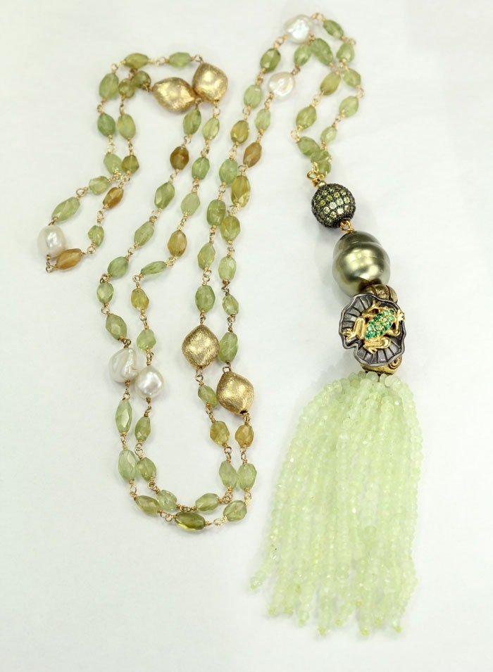 Vermeil & Tsavorite Frog Post Dangle Earrings