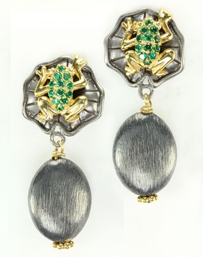 Vermeil & Tsavorite Frog Long Tassel Necklace