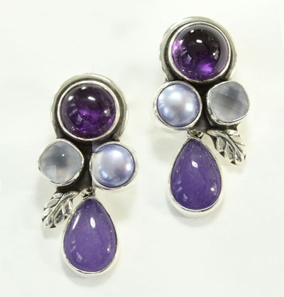 Amethyst & Chalcedony Post Earrings