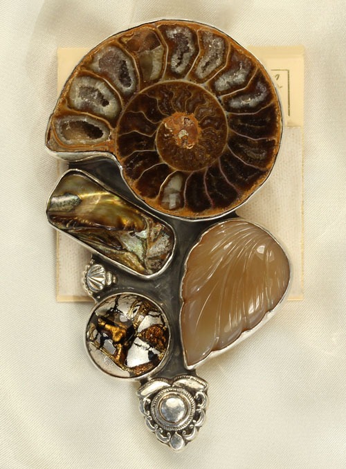 Ammonite Fossil Pin-Pendant