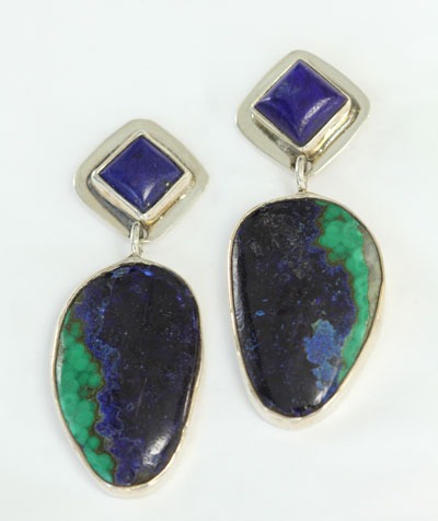 Azurite Malachite Post Earrings