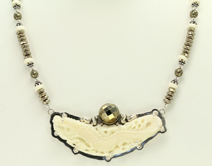 Carved Bone Pendant Necklace