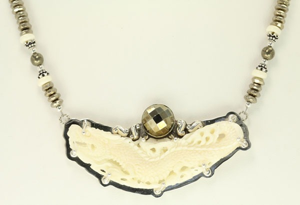 Carved Bone Pendant Necklace