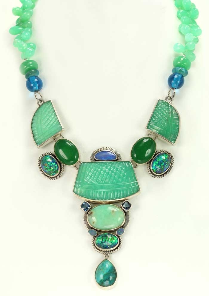 Carved Chrysoprase Statement Collar