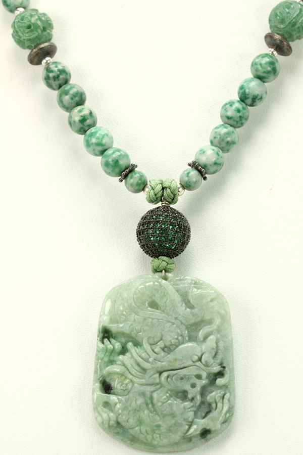 Carved Jade Pendant Necklace