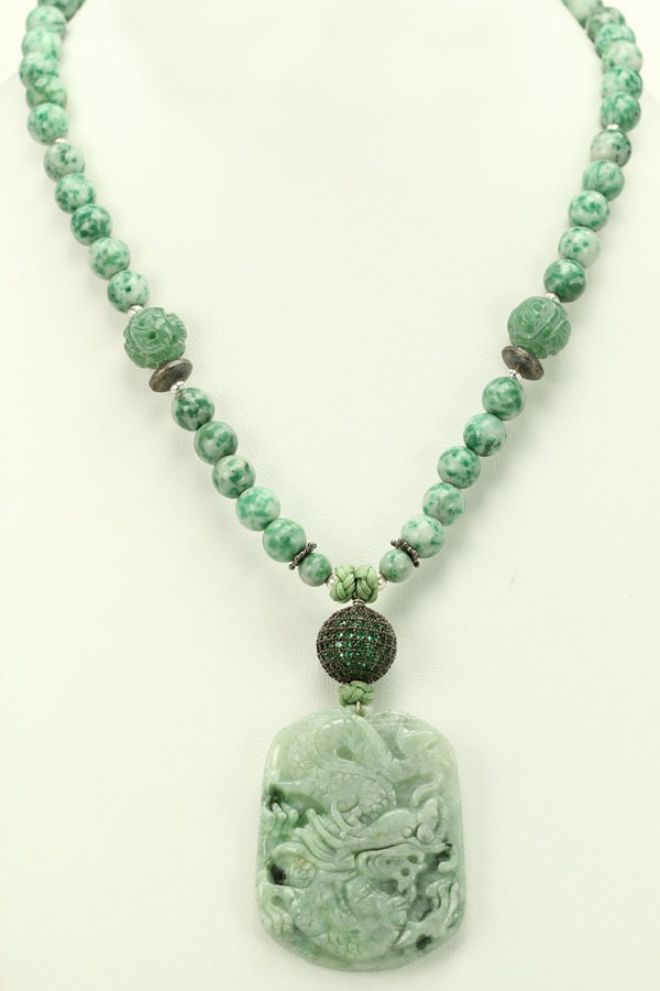 Carved Jade Pendant Necklace