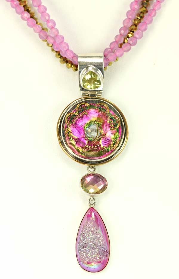 Czech Glass Button Necklace
