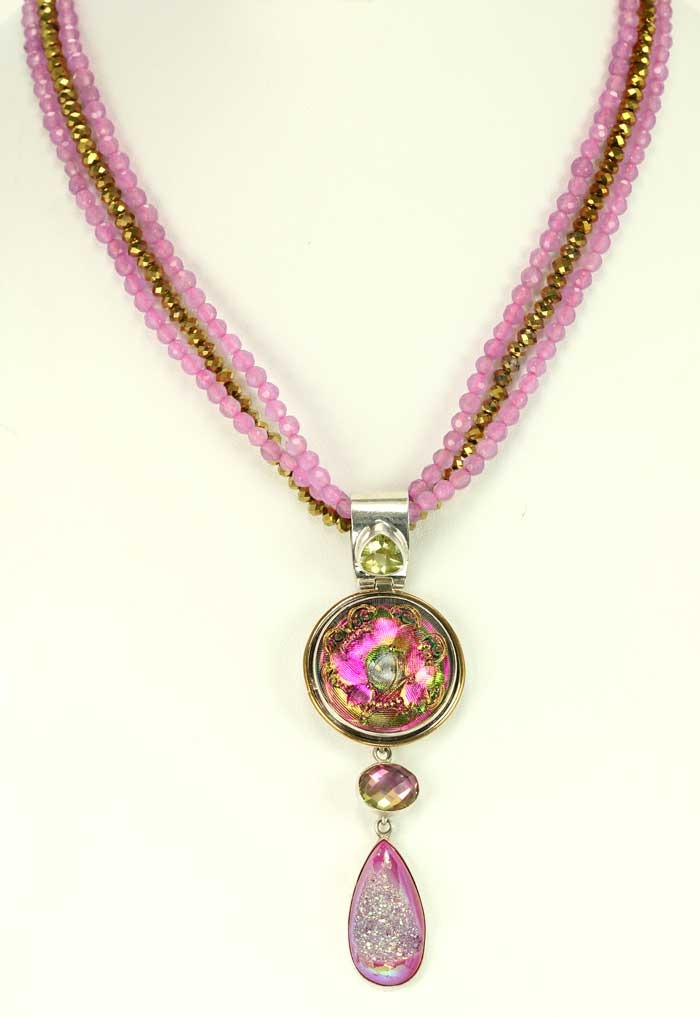 Czech Glass Button Necklace