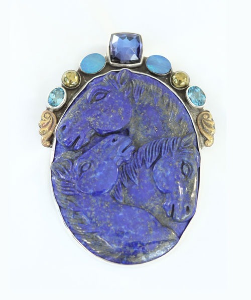 Lapis Equestrian Pin-Pendant