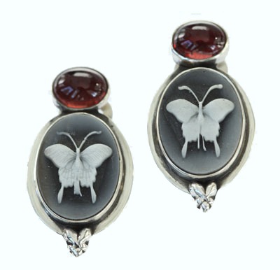 Laser-Etched Butterfly Clip Earrings