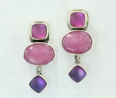 Pink Agate & Quartz Doublet Post Earrings