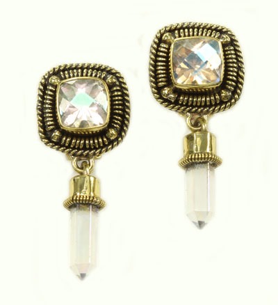 Aura Crystal Clip Dangle Earrings