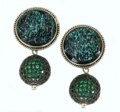 Amy Kahn Russell Dichroic Glass & Cubic Zirconia Clip Earrings