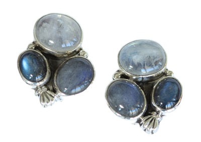 Labradorite, Moonstone, & Kyanite Earrings