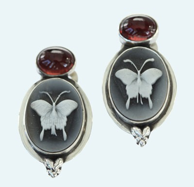 Laser-Etched Butterfly Clip Earrings